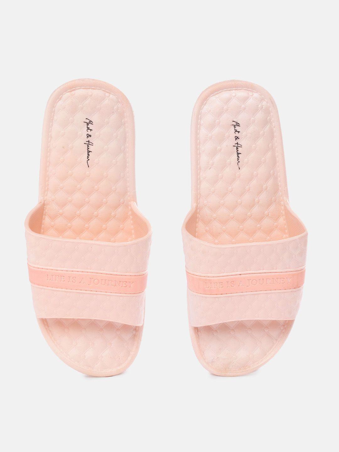 mast & harbour women peach-coloured textured sliders