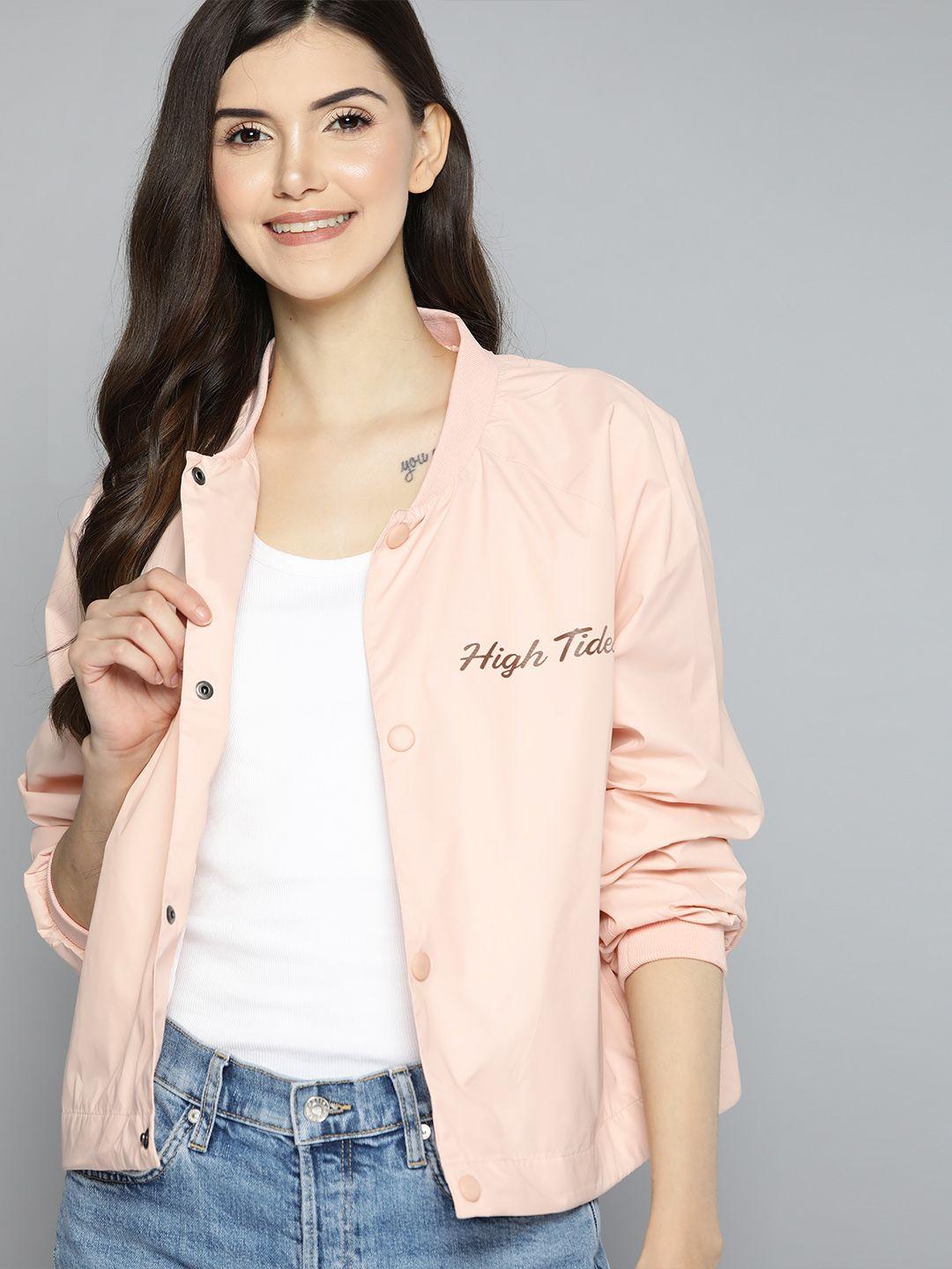 mast & harbour women peach-coloured typography tailored jacket