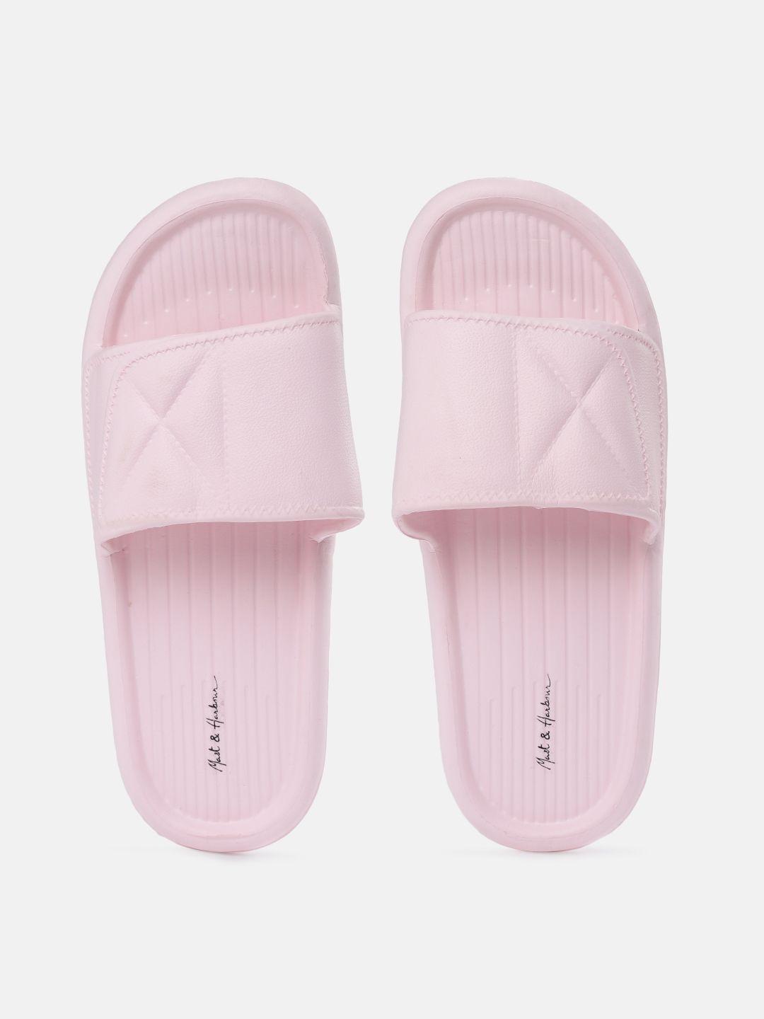 mast & harbour women pink solid sliders