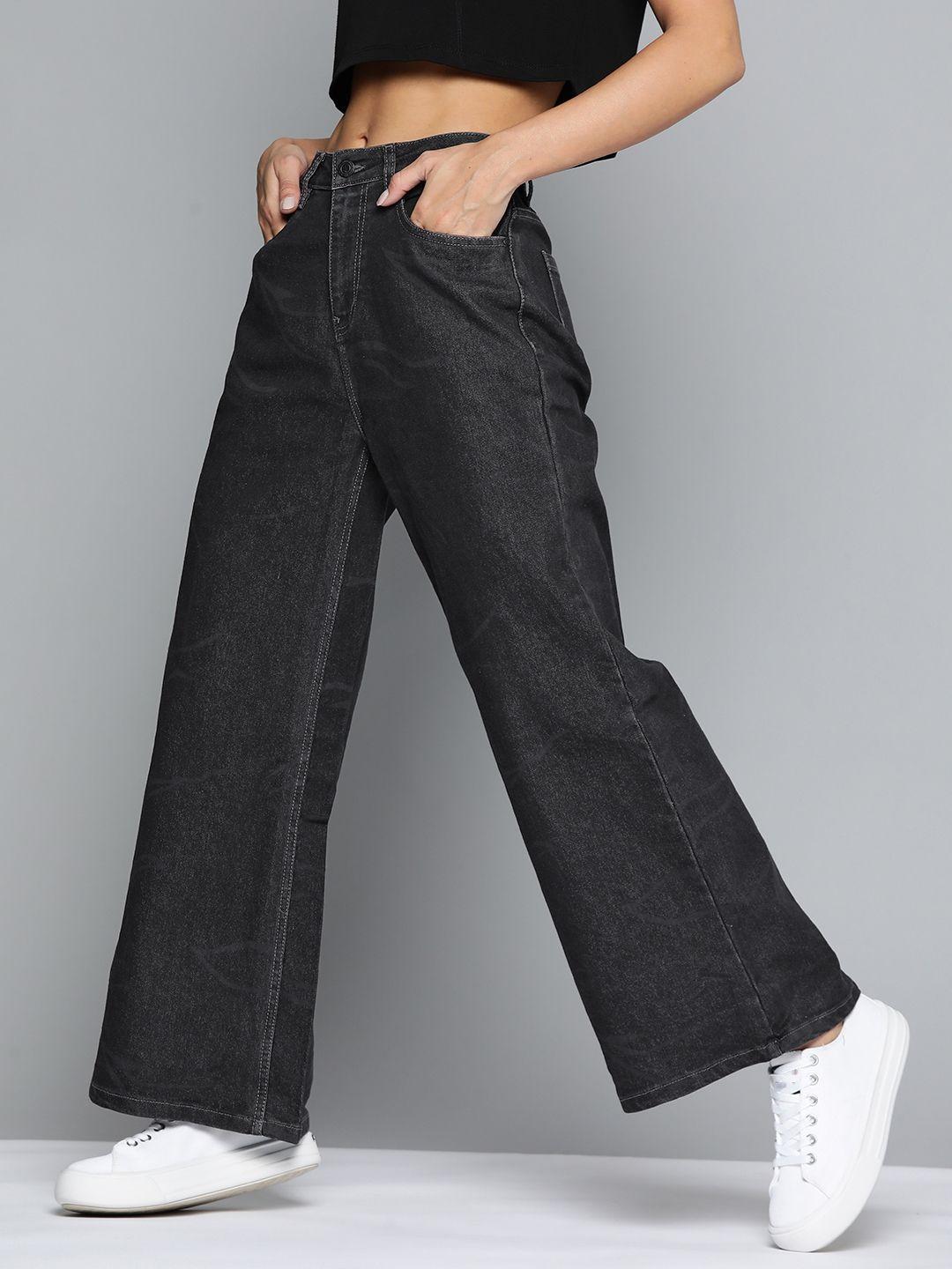 mast & harbour women pure cotton wide leg jeans