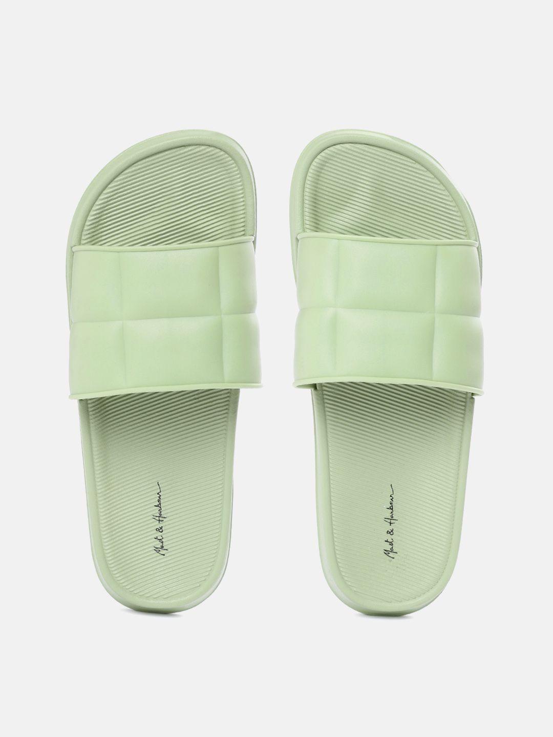 mast & harbour women sea green quilted sliders