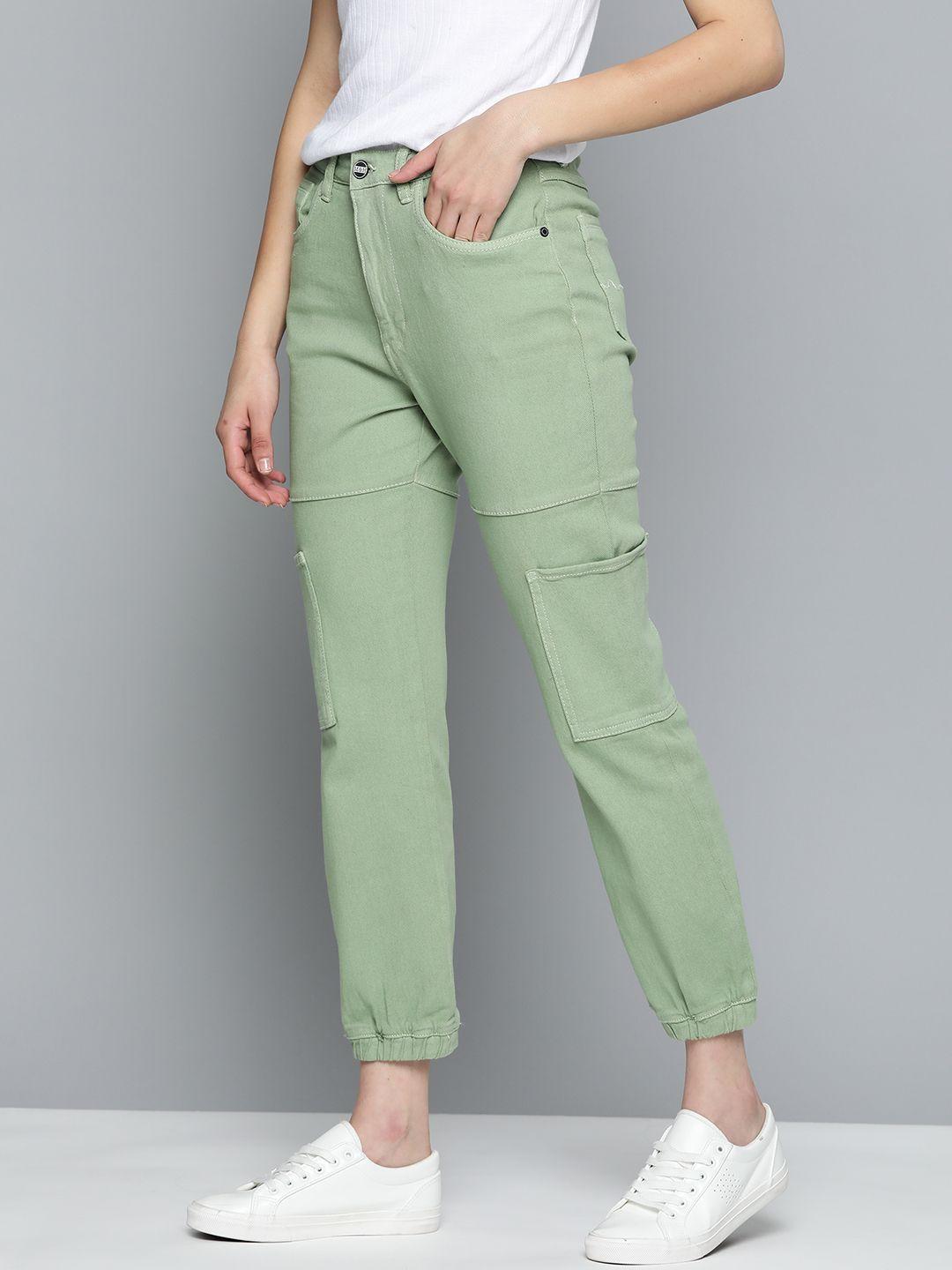 mast & harbour women slim fit stretchable denim joggers