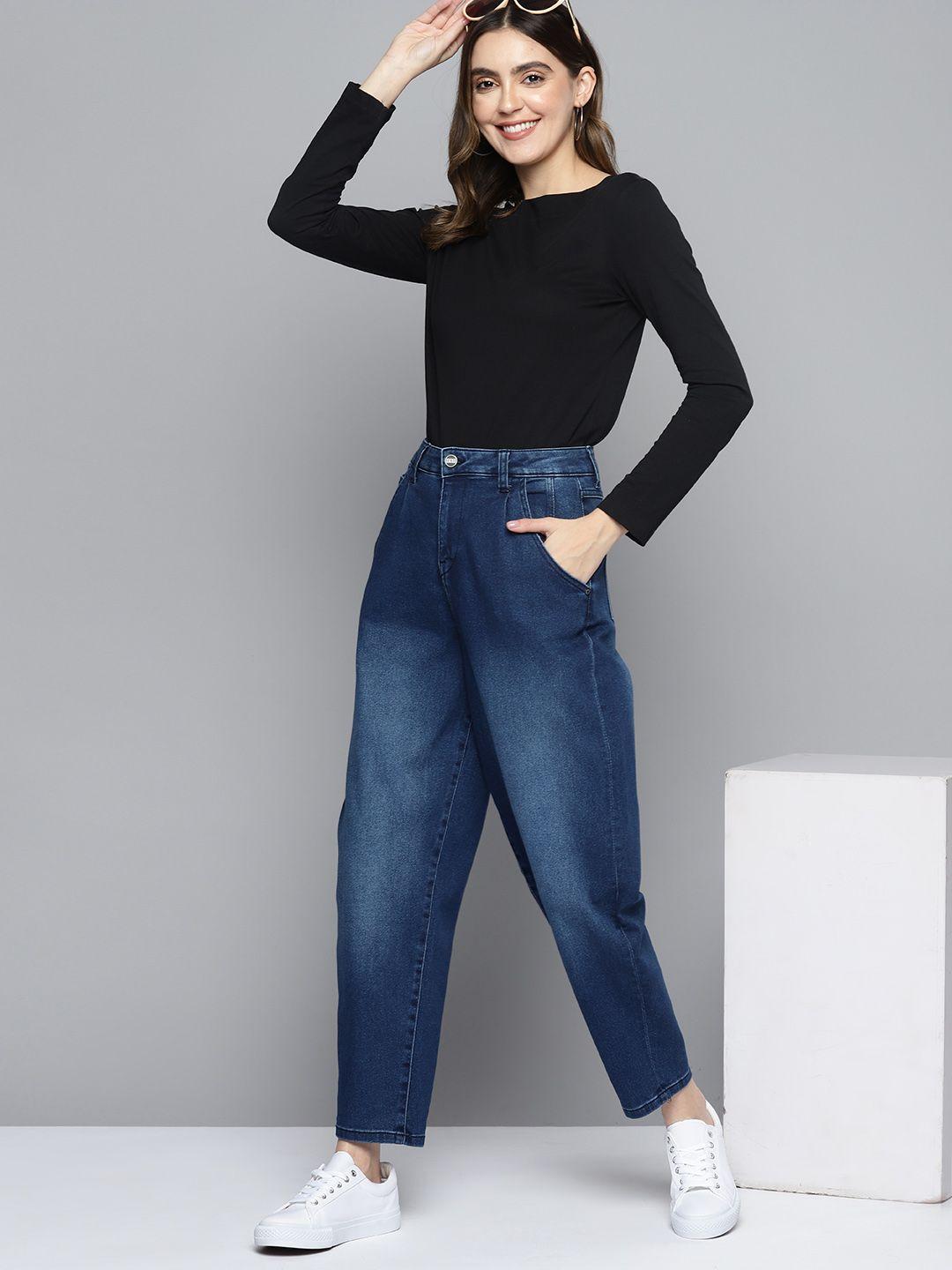 mast & harbour women slouch fit light fade stretchable jeans