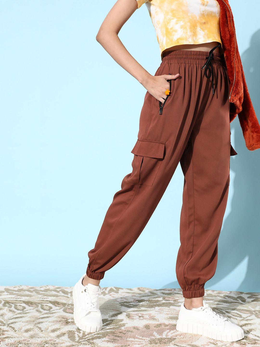 mast & harbour women solid pleated joggers