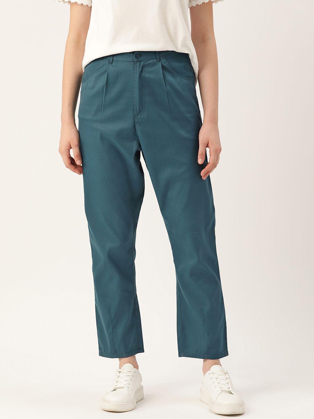 mast & harbour women solid pleated trousers
