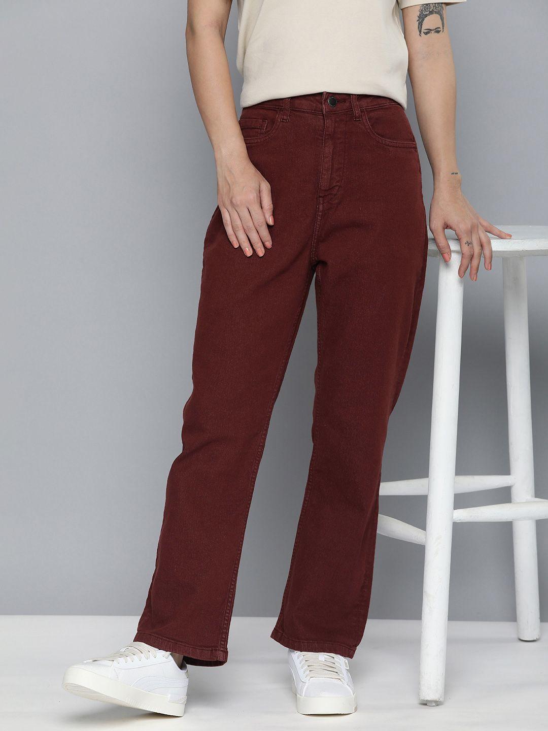 mast & harbour women straight fit high-rise stretchable jeans