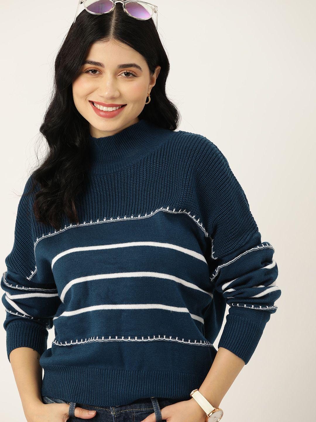 mast & harbour women striped acrylic pullover