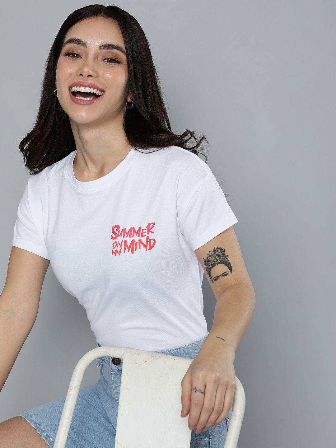 mast & harbour women typography placement print pure cotton t-shirt