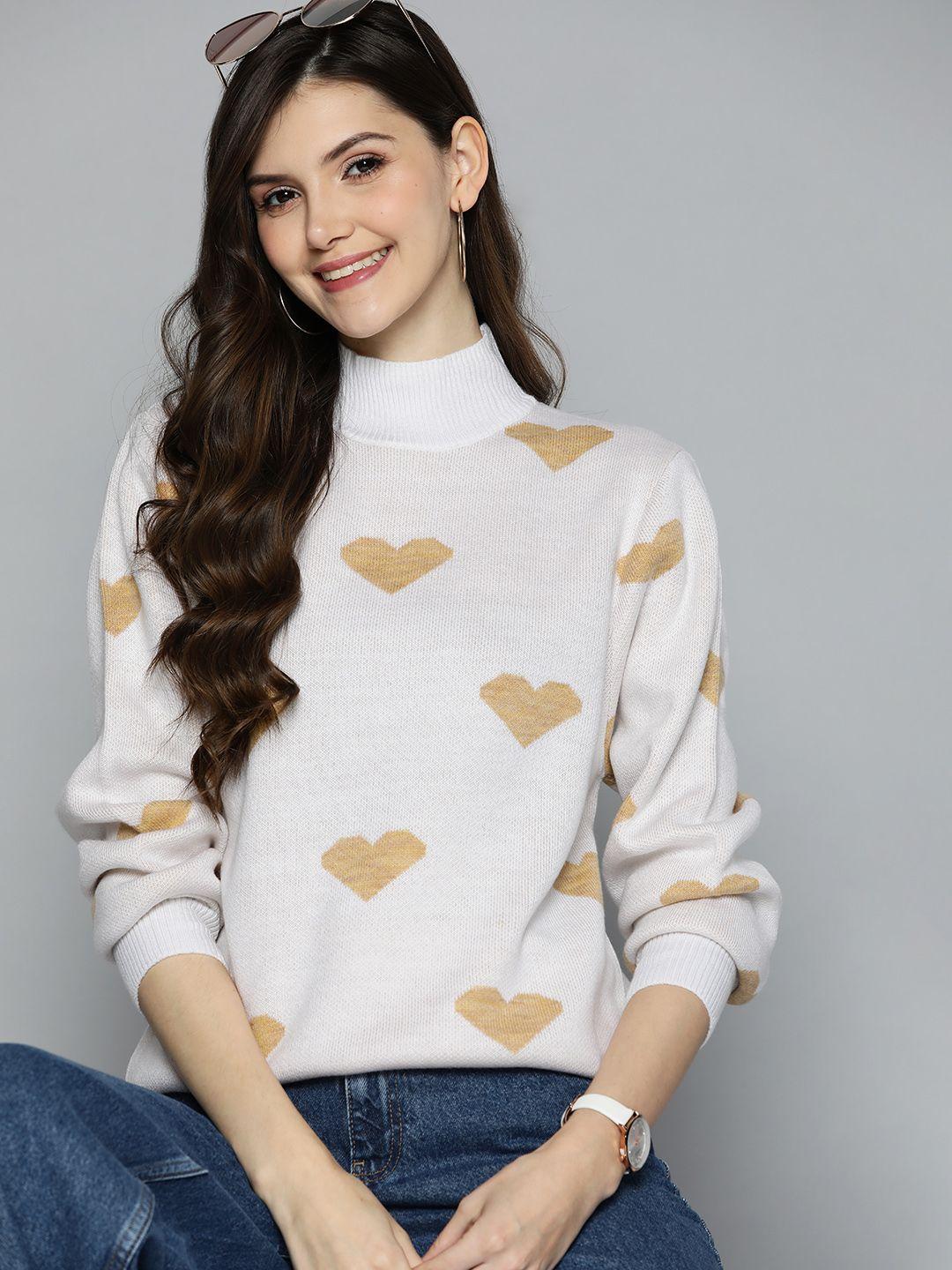 mast & harbour women white & beige printed pullover