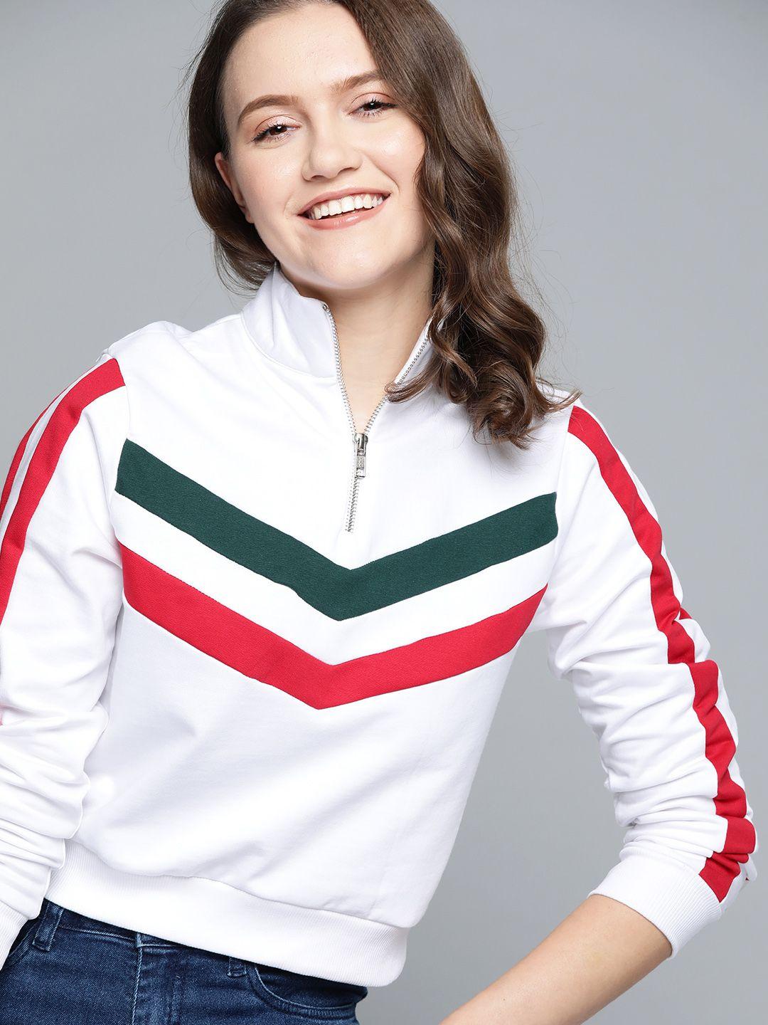 mast & harbour women white & red striped sweatshirt