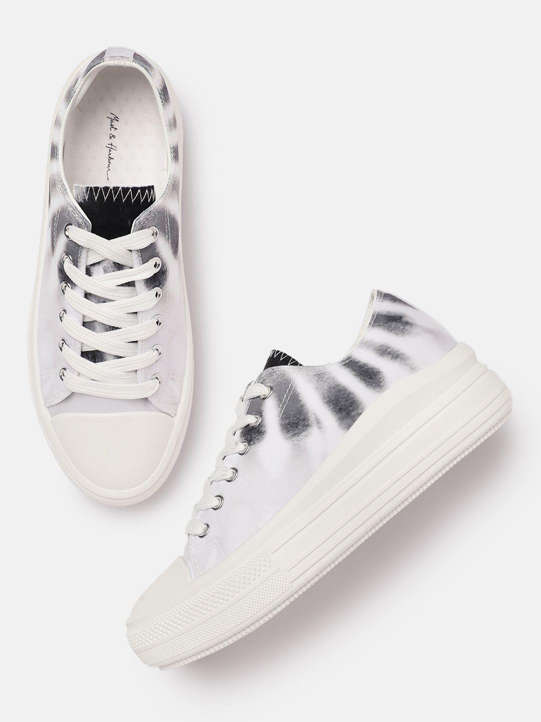 mast & harbour women white printed sneakers
