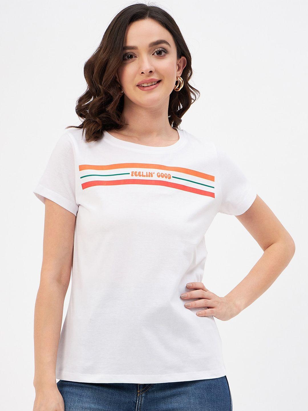 mast & harbour women white pure cotton pockets t-shirt