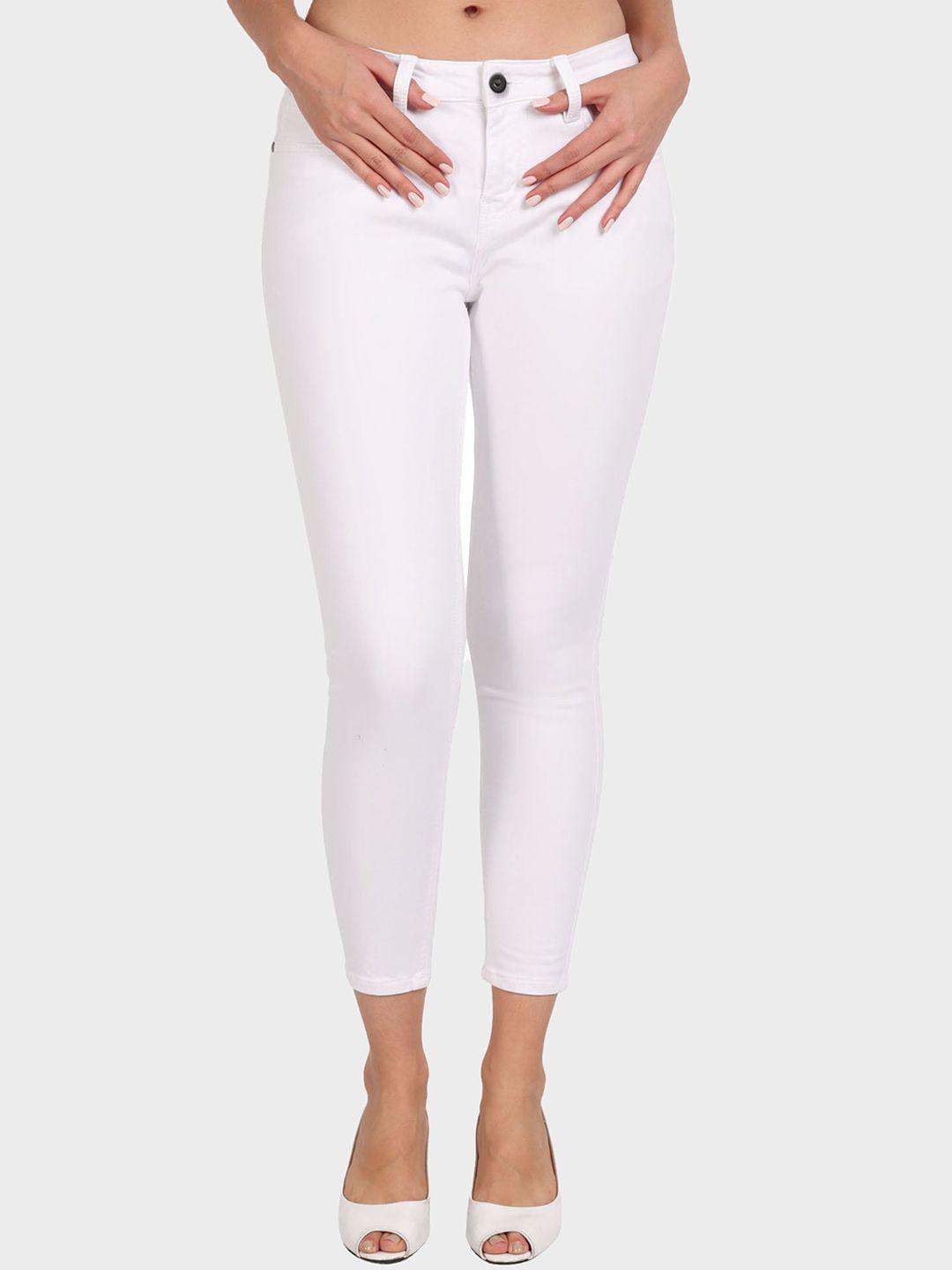 mast & harbour women white skinny fit stretchable jeans