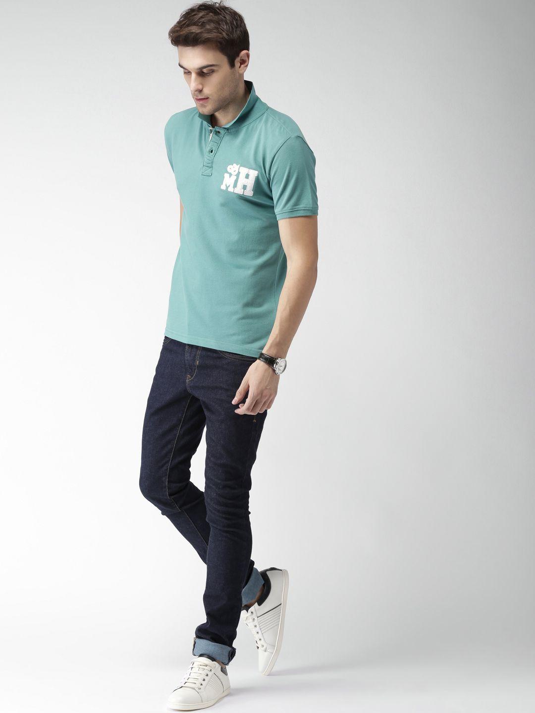 mast  harbour men teal blue polo cotton pure cotton t-shirt