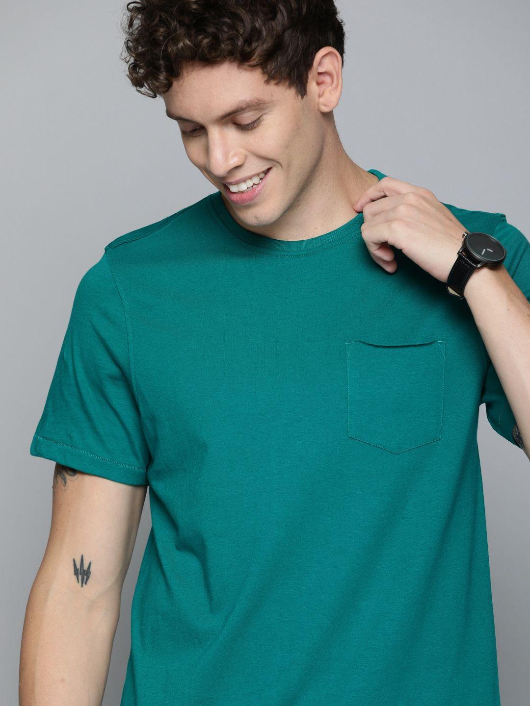 mast  harbour men teal green pure cotton t-shirt