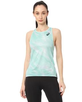 match graphic tank top with racer back