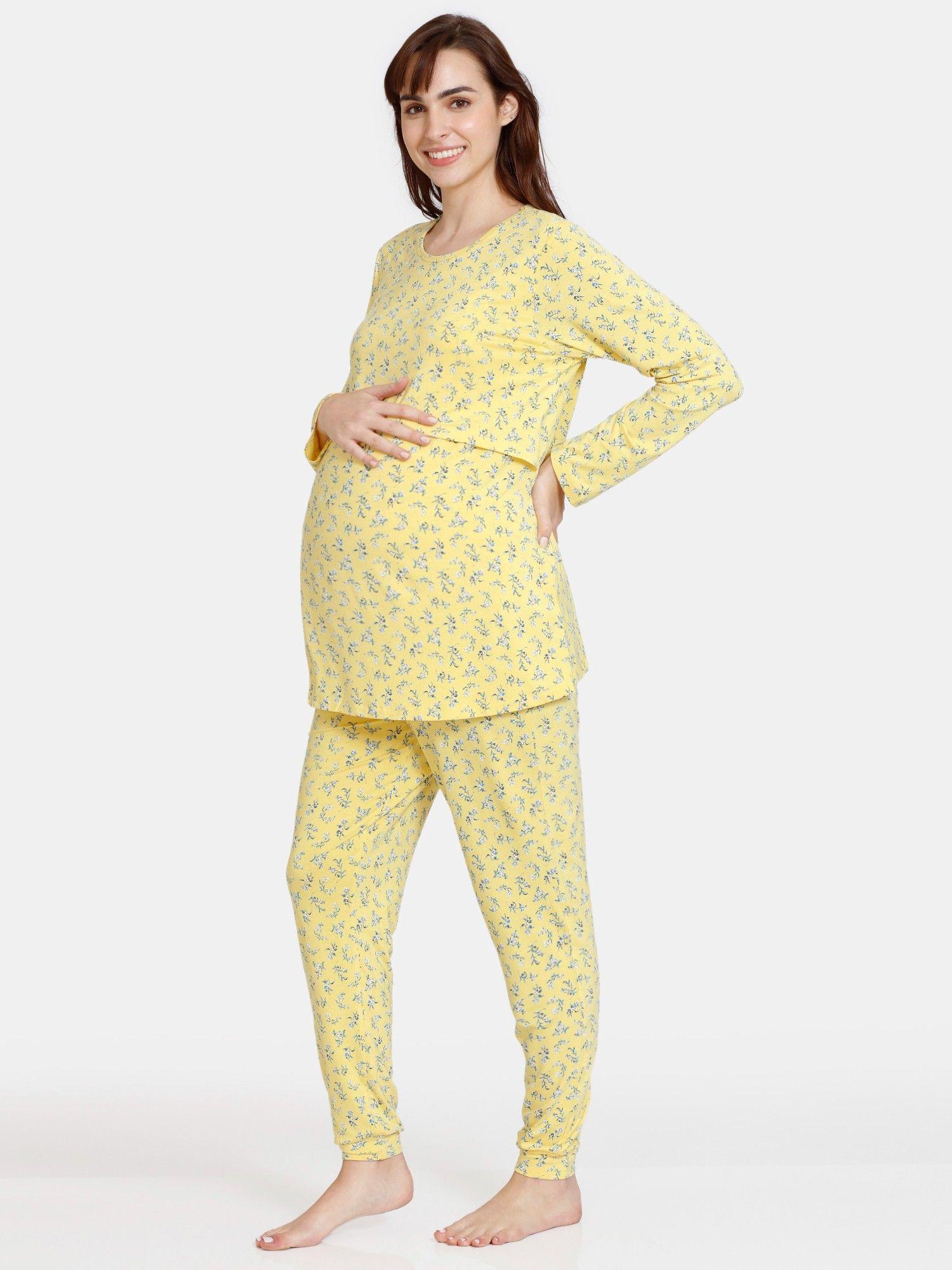 maternity wildflower fields knit cotton pyjama - samoan sun