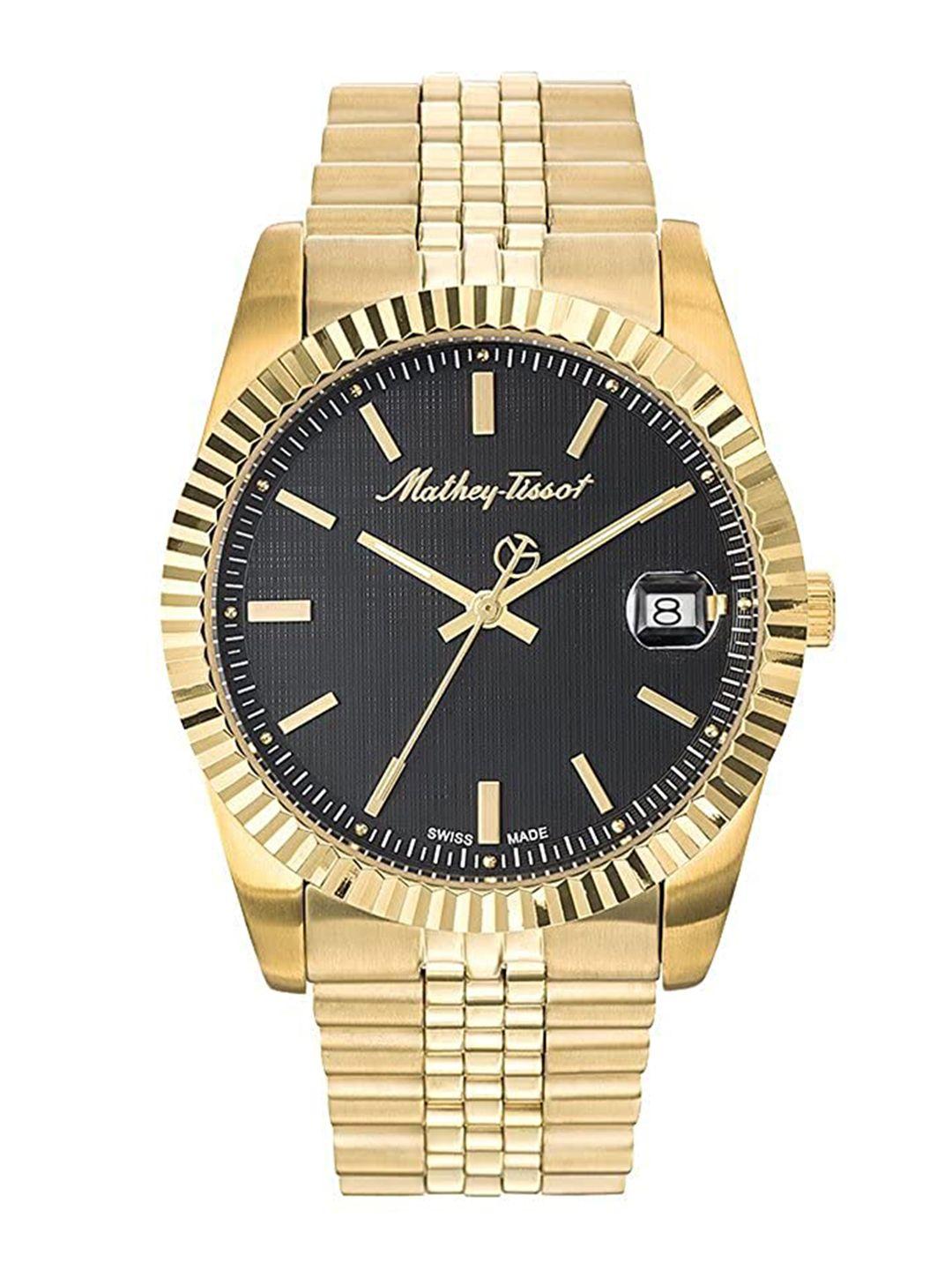 mathey-tissot men rolly 3 black analogue watch h810pn