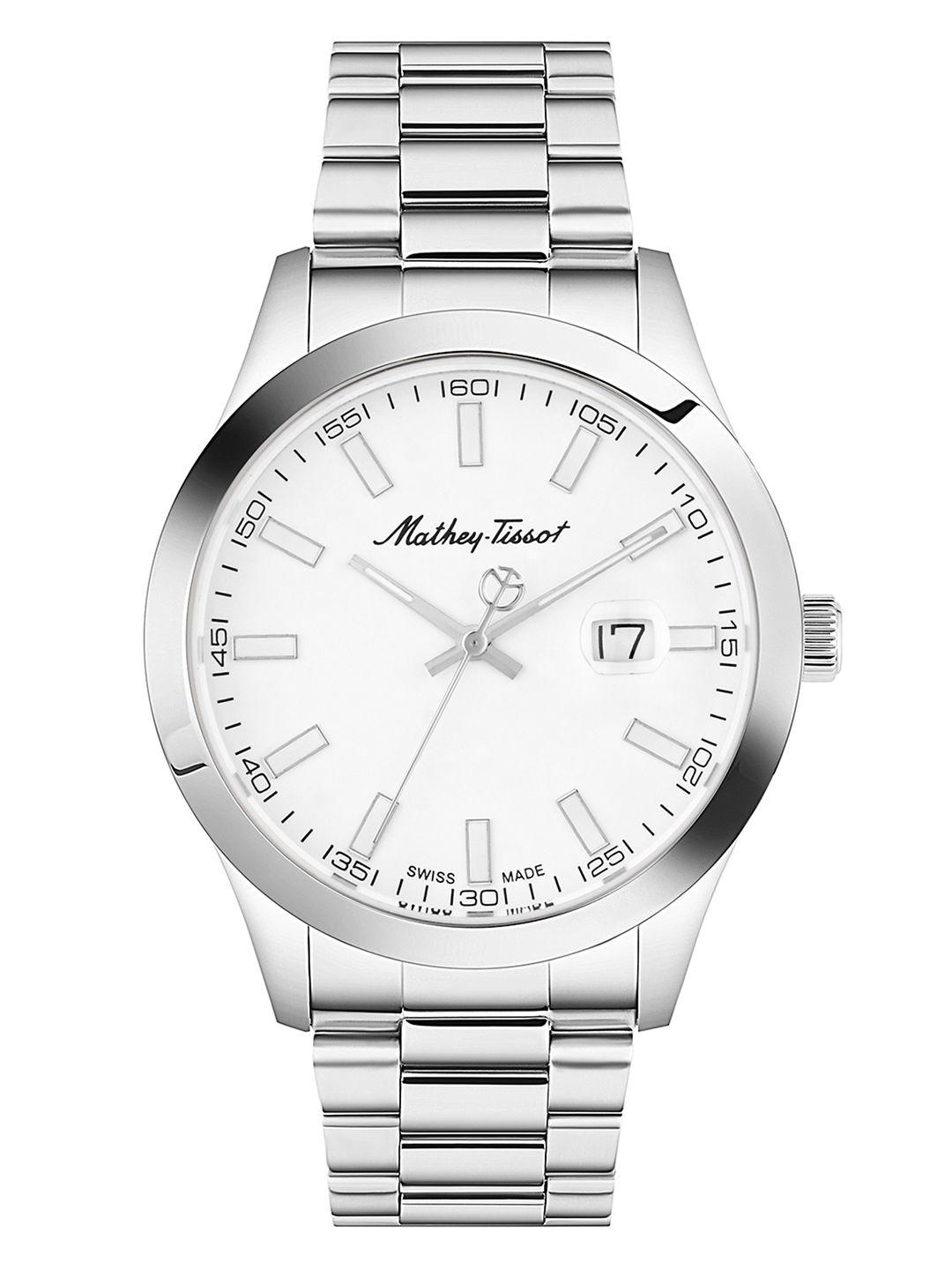 mathey-tissot swiss made men rolly i white dial watch h450ai