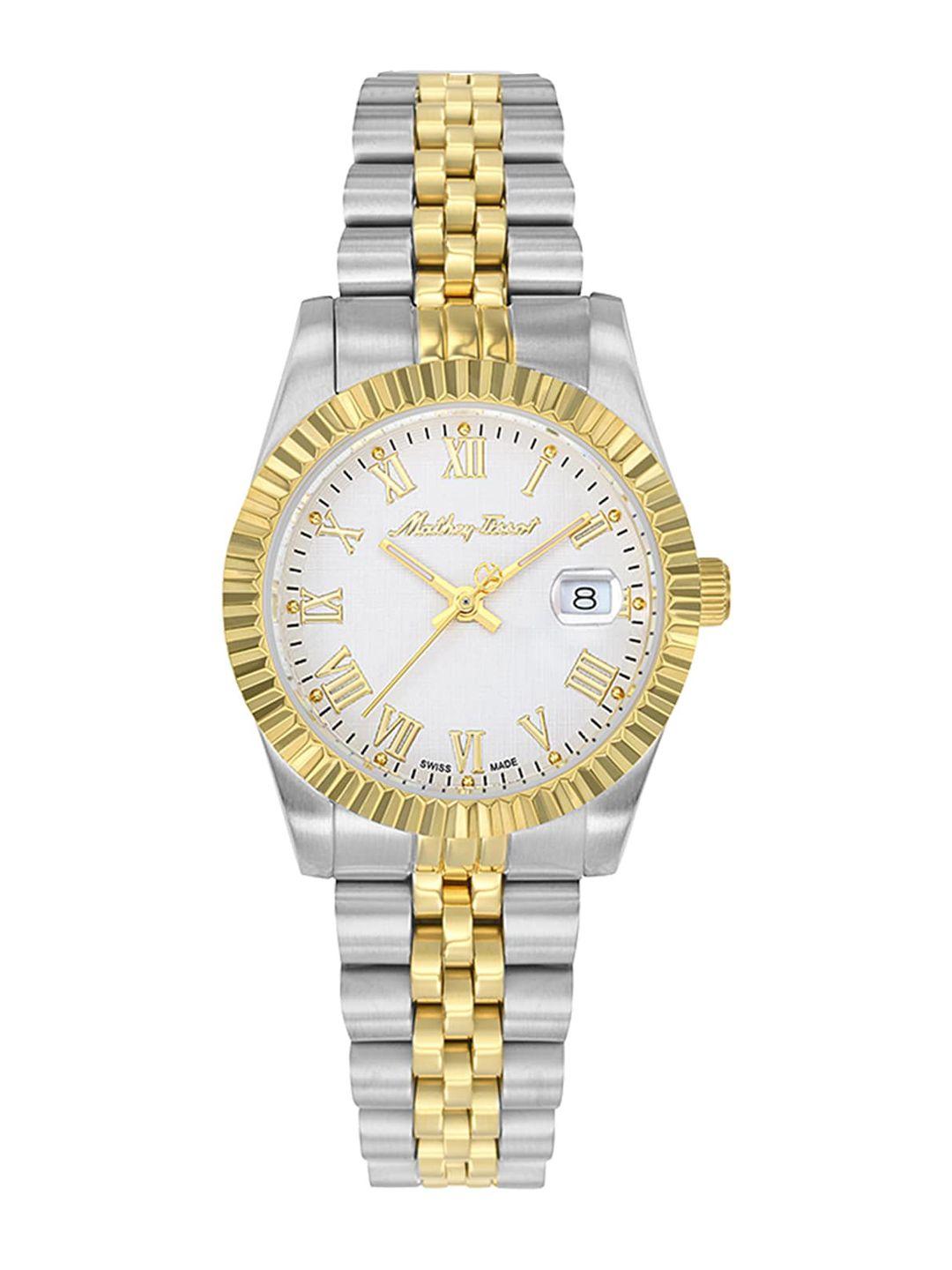 mathey-tissot women dial & stainless steel bracelet style straps analogue watch d810bbr