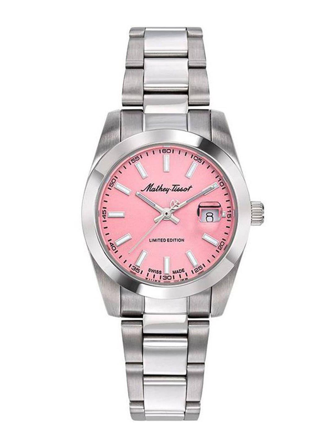 mathey-tissot women pink dial analog watch - d451pk