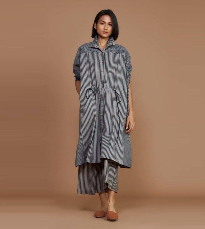 mati grey with charcoal striped kaftan co-ord set