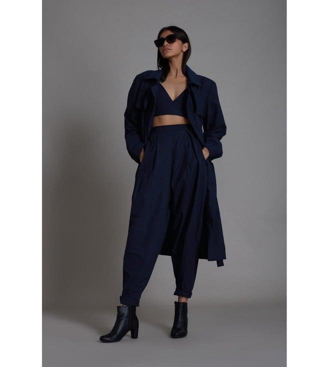 mati navy blue milestone jacket with top and pant