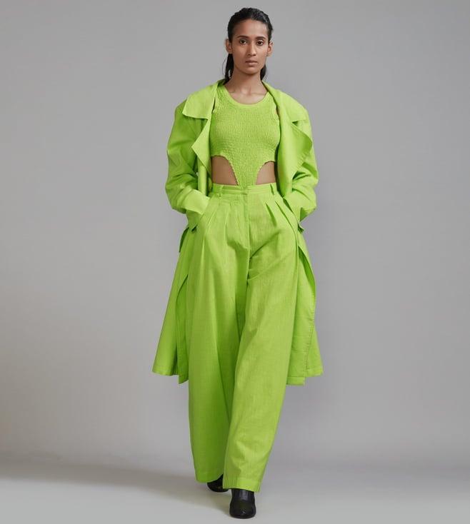 mati neon green trench jacket