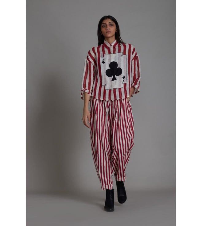 mati oatmeal striped red ikka balloon pants