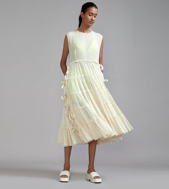 mati off-white tiered tie tunic