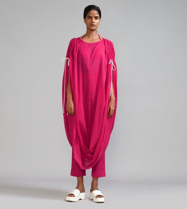 mati pink gathered cowl tunic