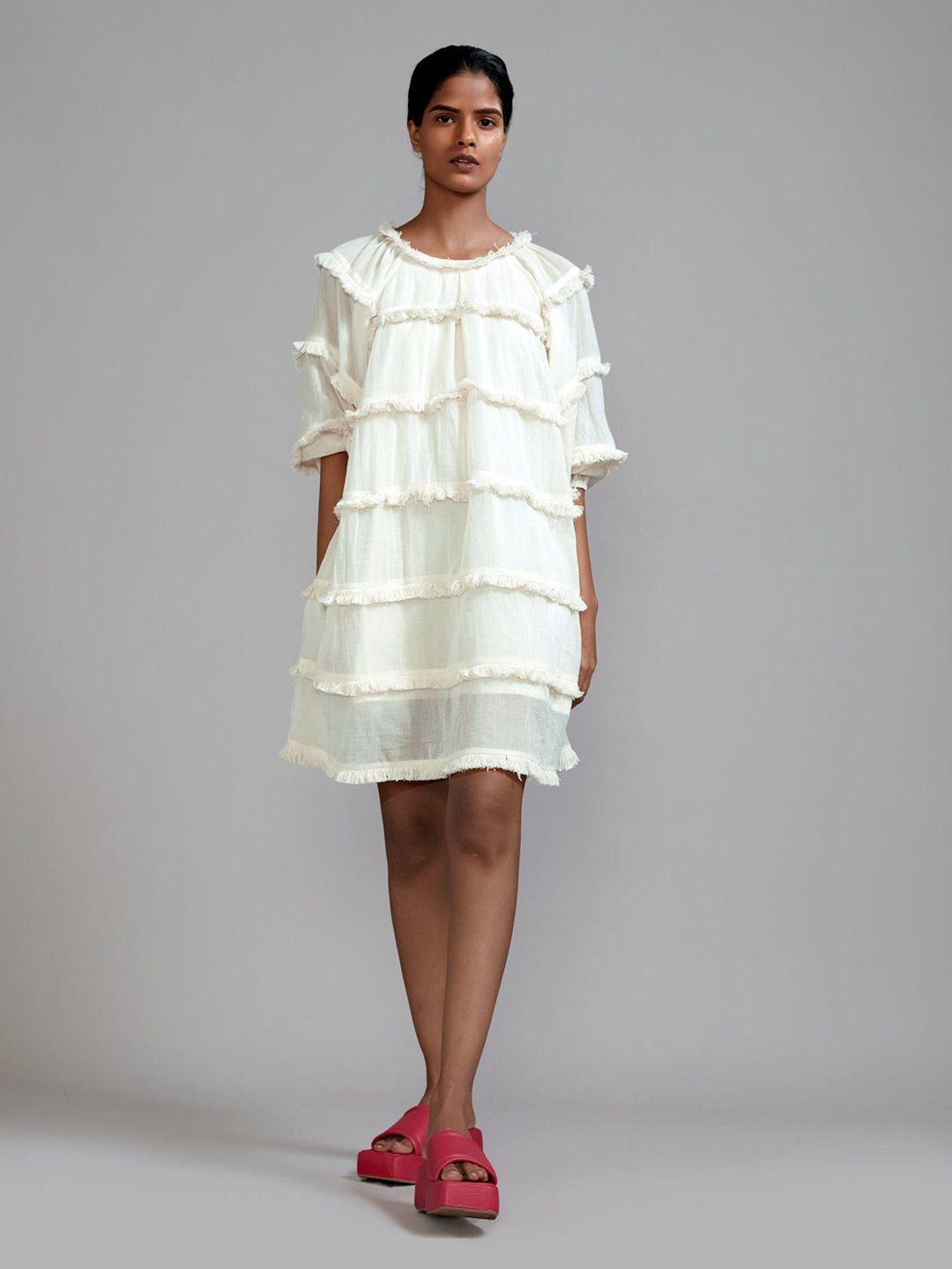 mati tiered fringed cotton a-line dress