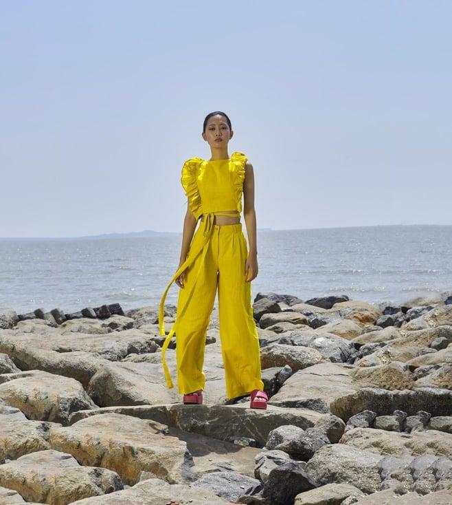 mati yellow karang high-waisted trouser