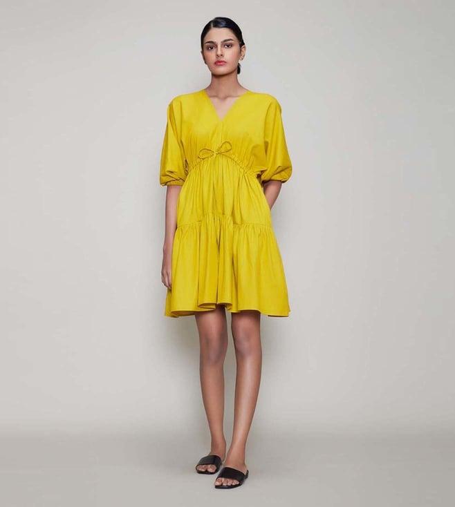 mati yellow new citra aakaar dress