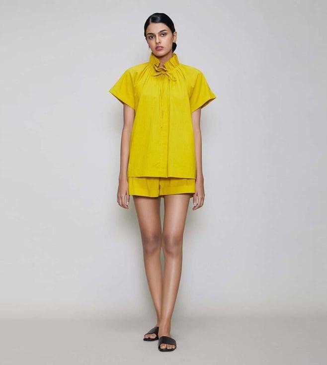 mati yellow tora shirt and shorts set