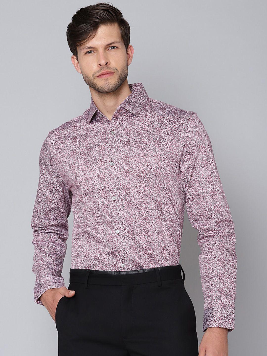 matinique men maroon slim fit floral printed cotton casual shirt