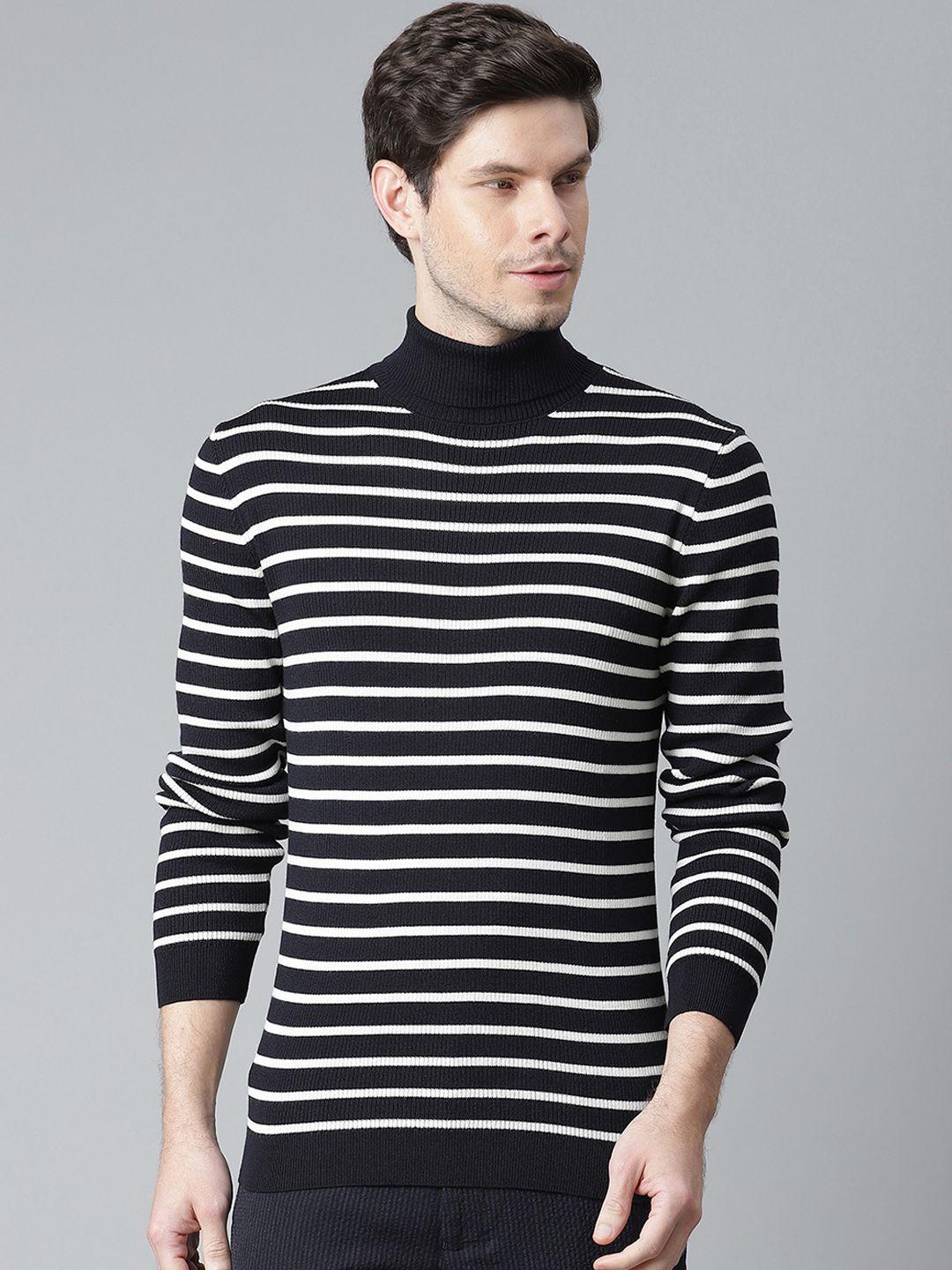 matinique men navy blue & white striped pullover