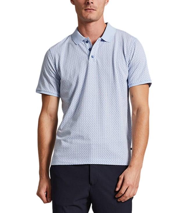 matinique blue printed regular fit polo t-shirt