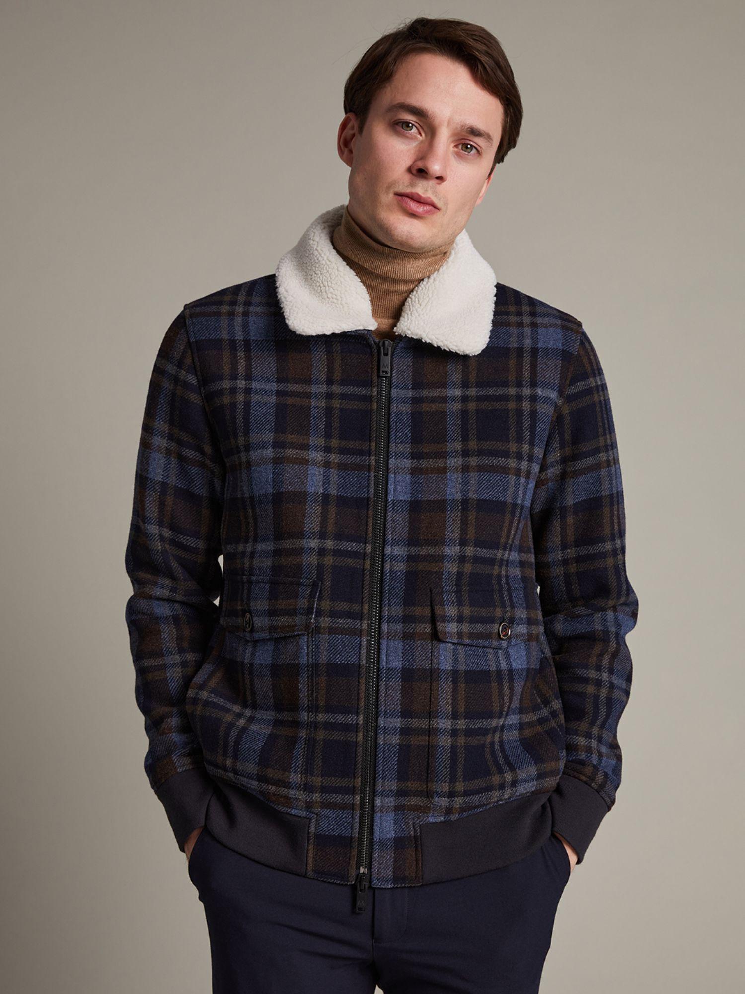 matinique dark navy checkered high neck jacket