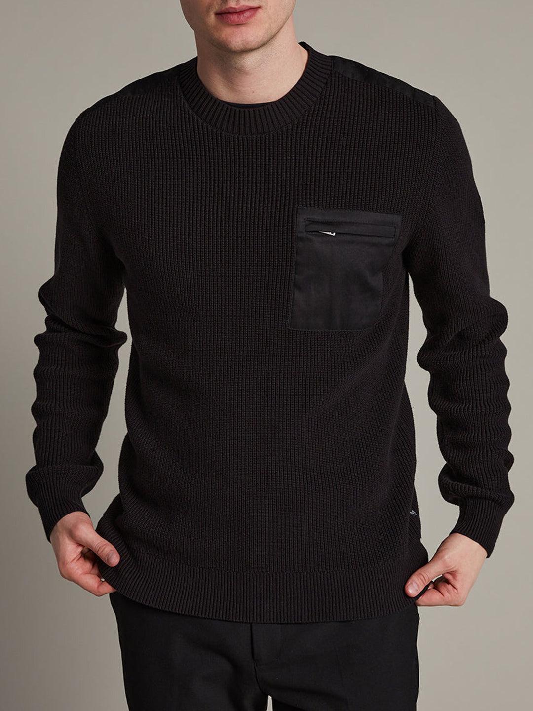 matinique men black solid sweater