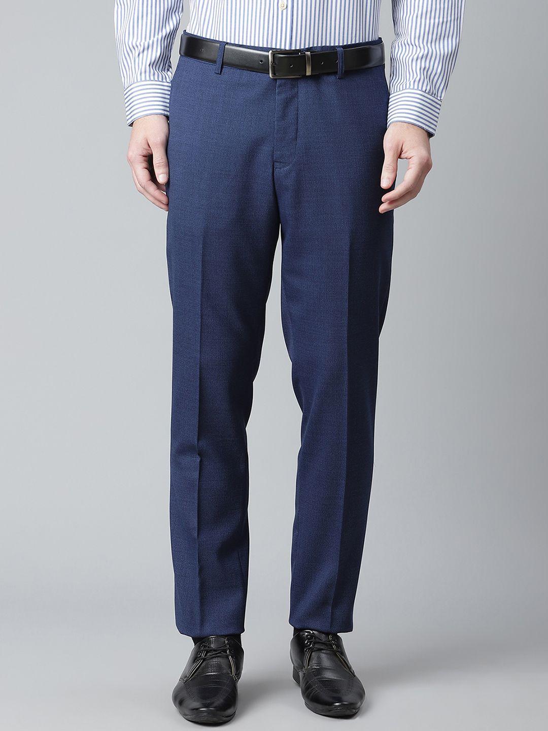 matinique men blue mid rise formal trousers