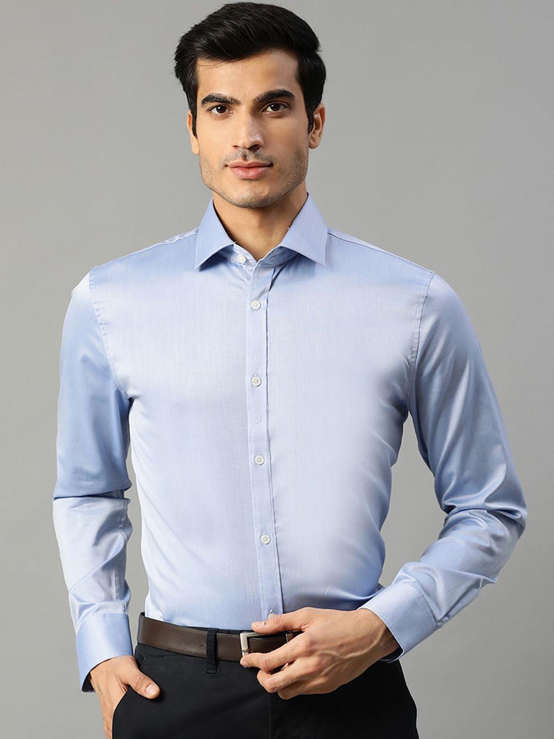 matinique men blue slim fit solid formal shirt
