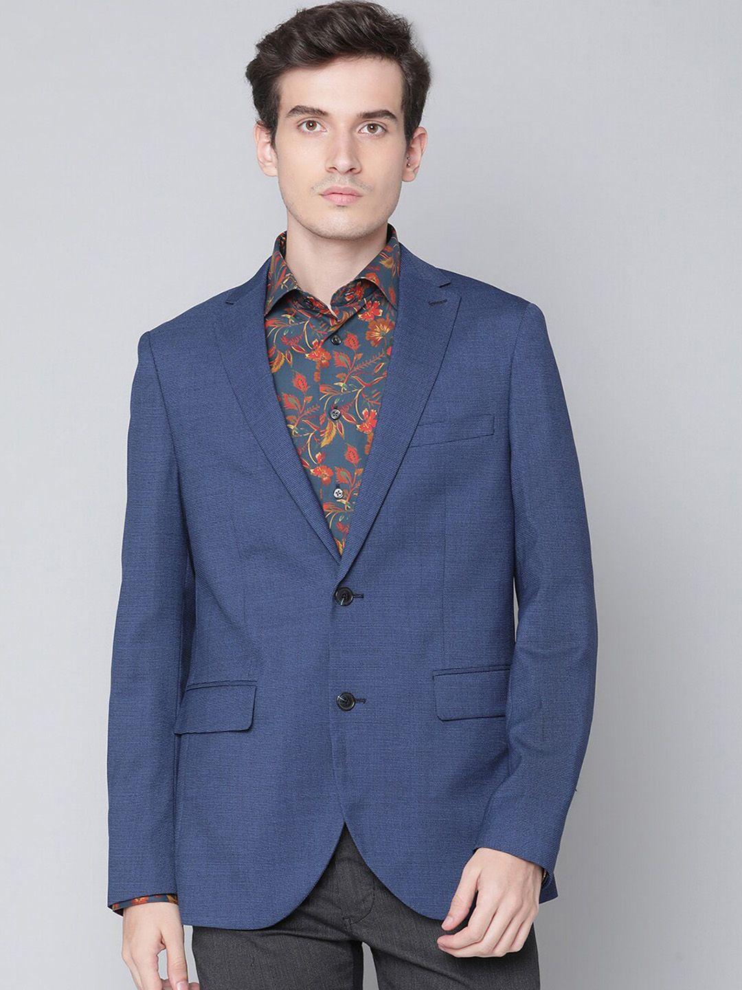 matinique men blue solid single-breasted casual blazer