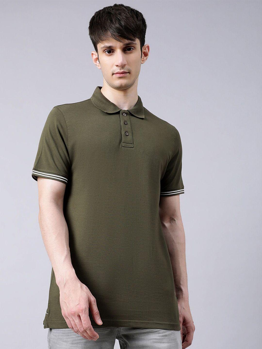 matinique men green polo collar applique t-shirt