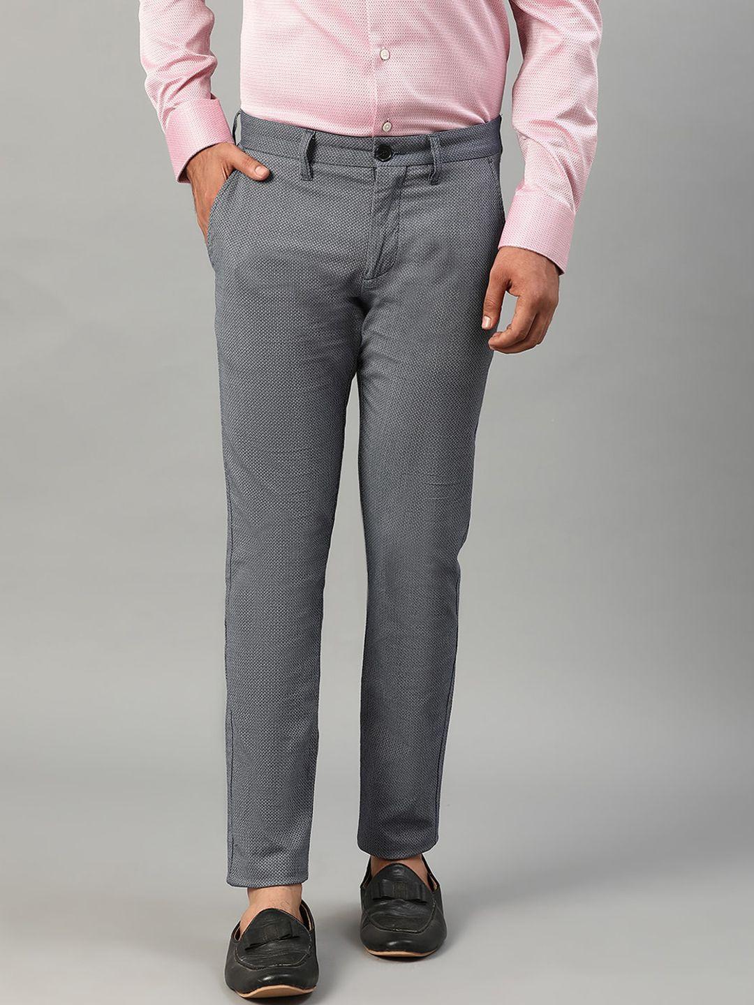 matinique men grey textured slim fit trousers