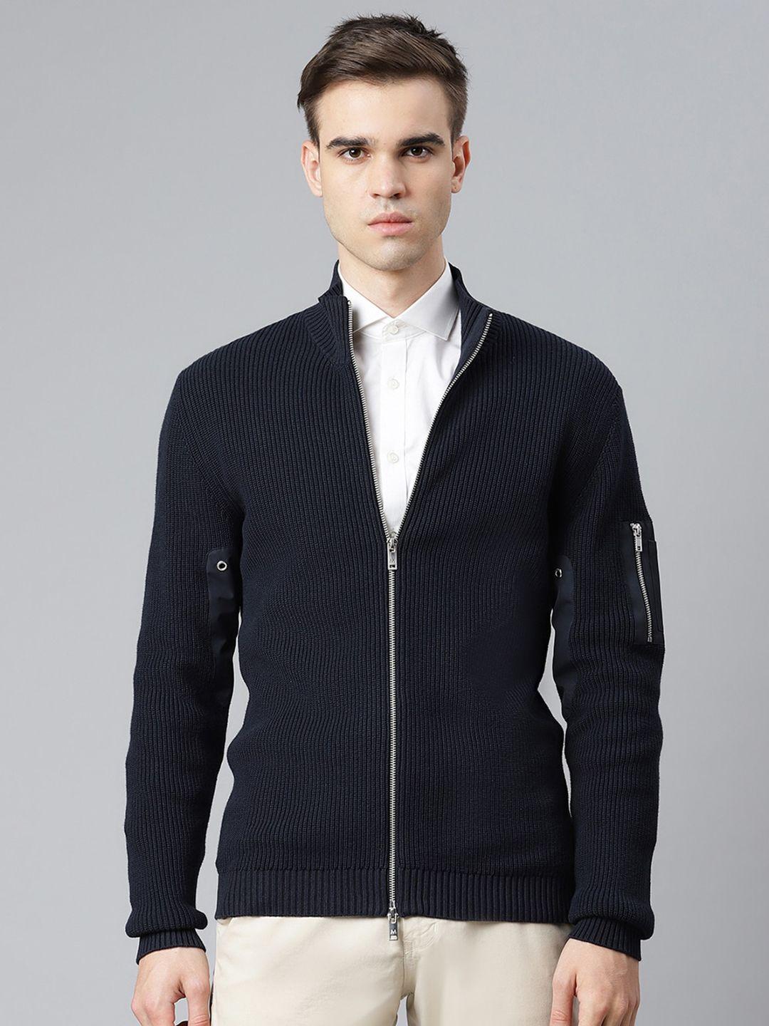 matinique men navy blue front-open sweater