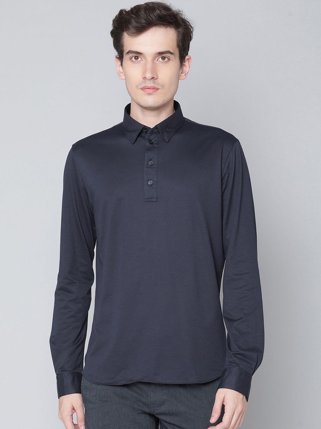 matinique men navy blue opaque casual shirt