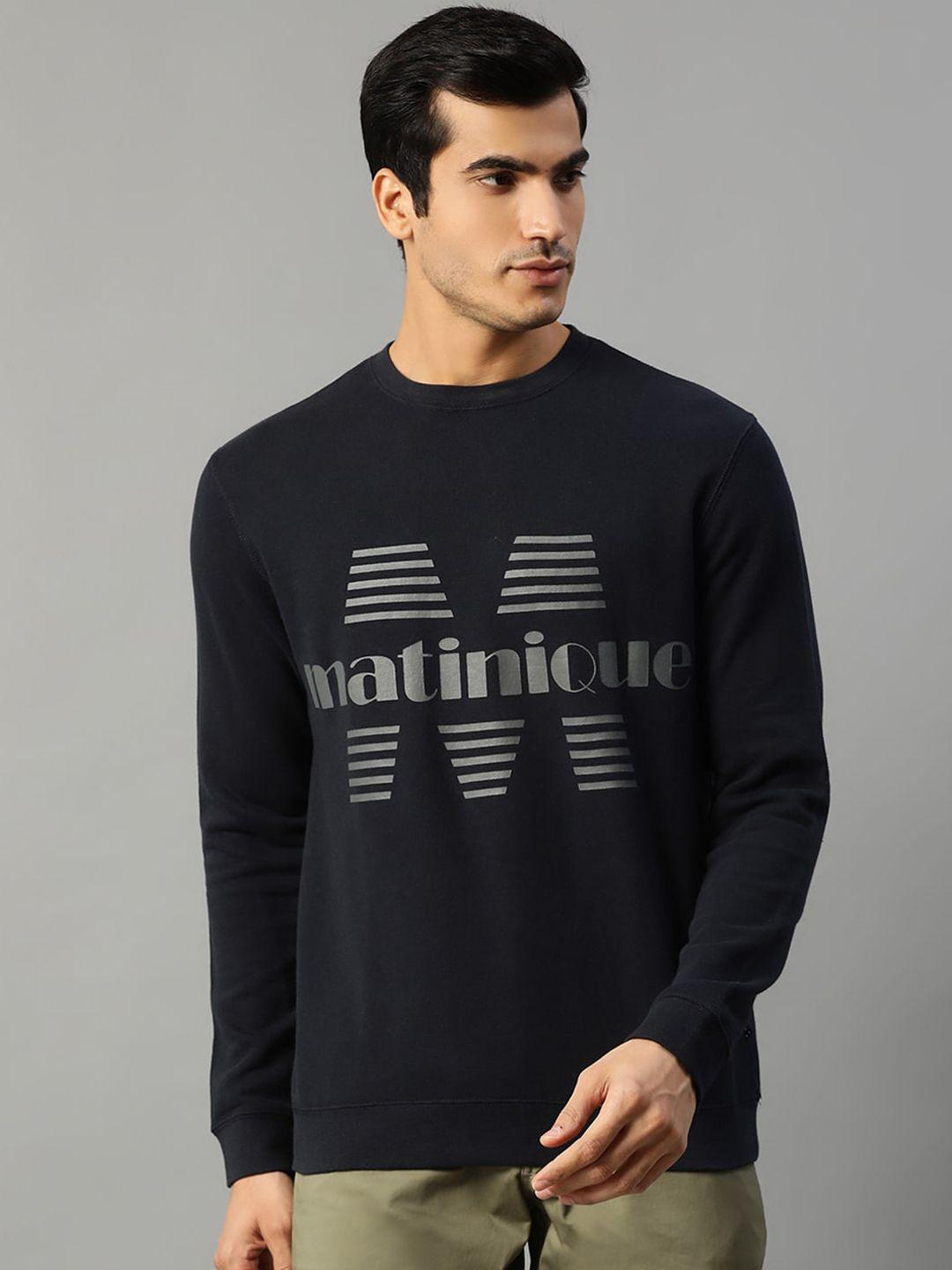 matinique men navy blue printed sweatshirt
