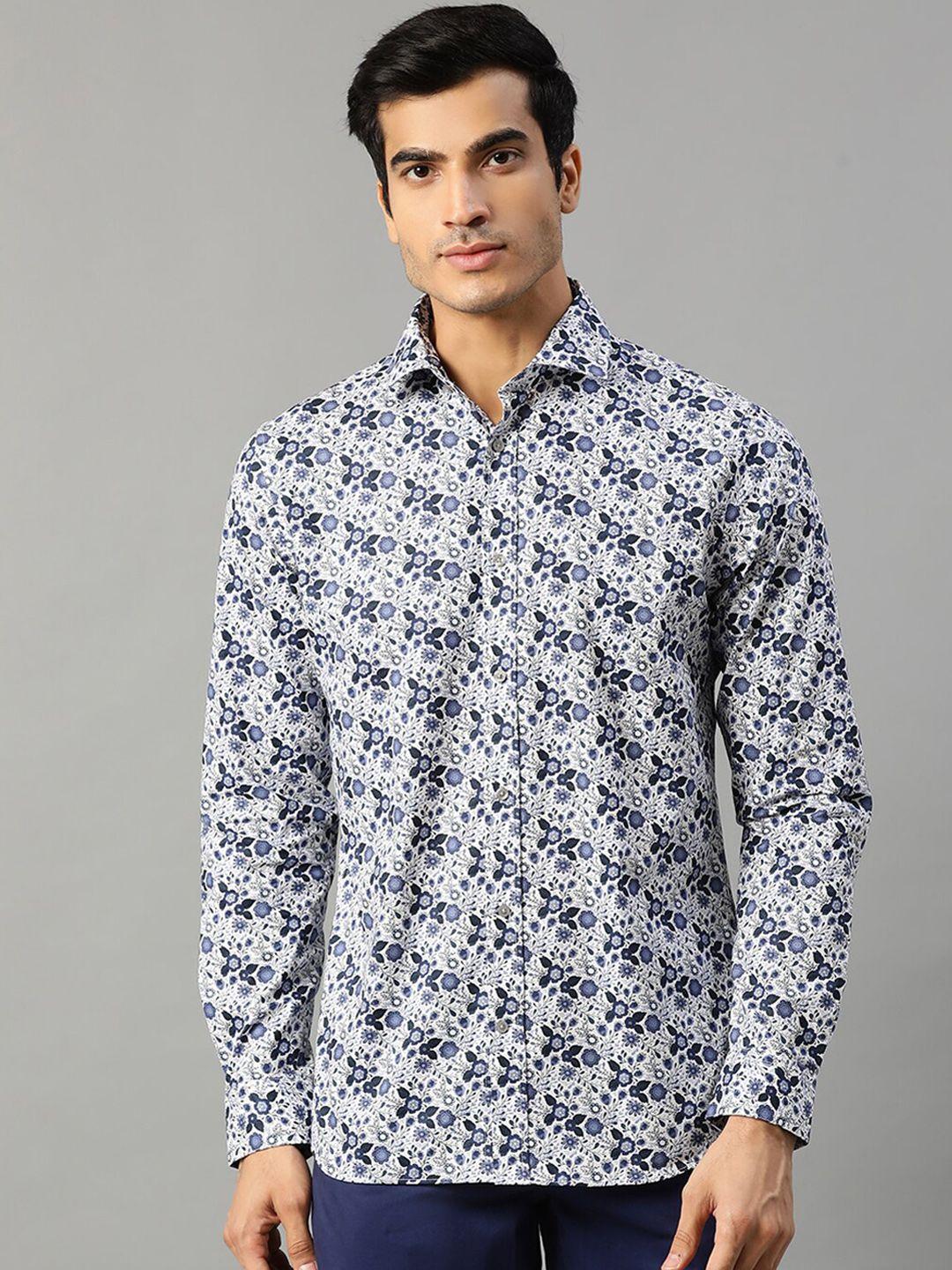 matinique men navy blue slim fit floral opaque printed casual shirt