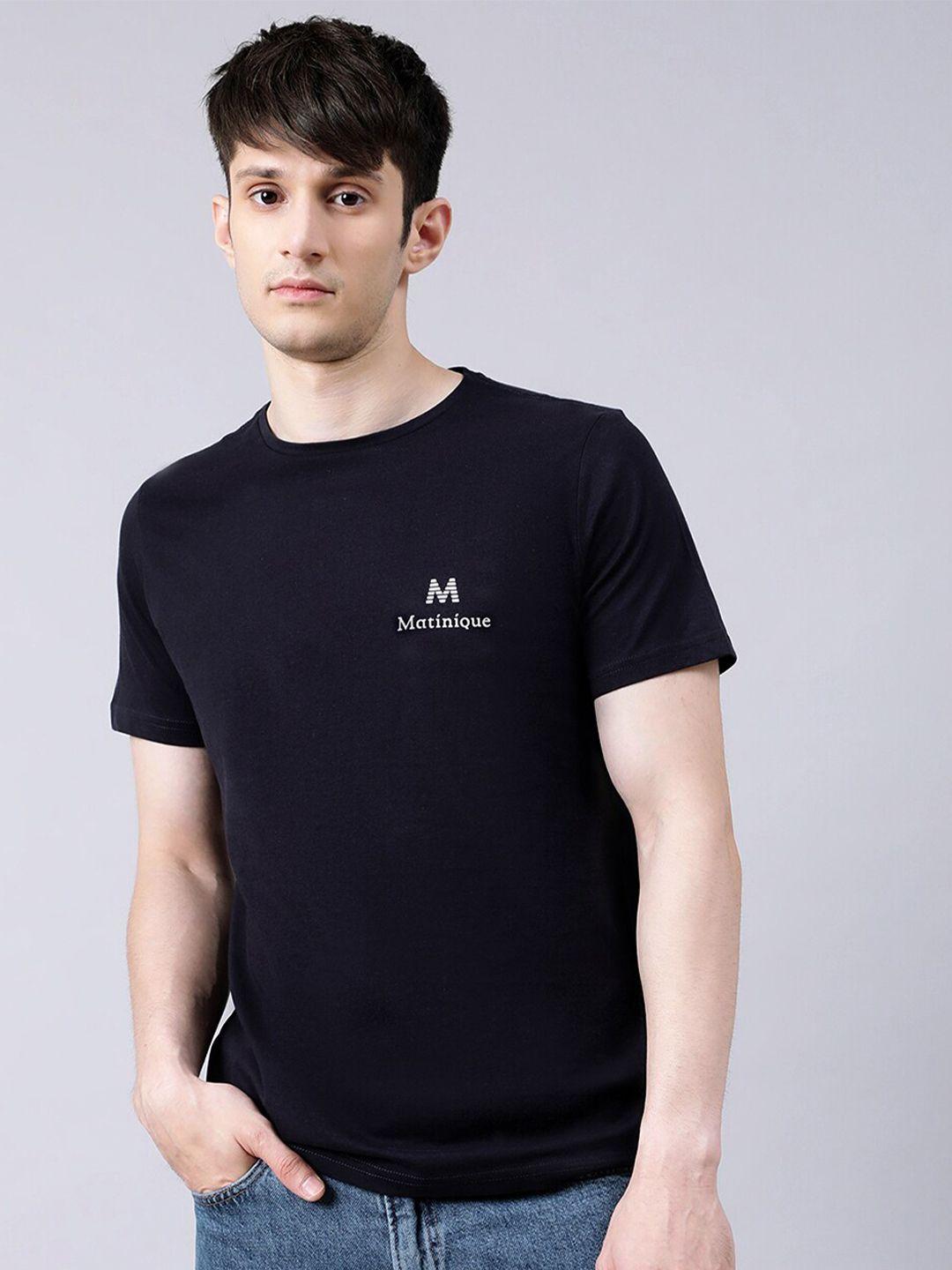 matinique men navy blue typography t-shirt